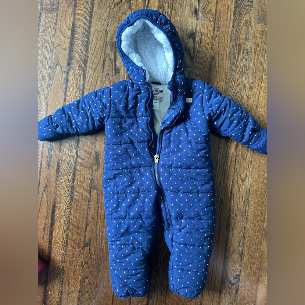 Oshkosh Toddler Navy Polka Dot One-Piece Snowsuit